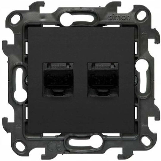 Kontakt-Simon Doppelter Netzwerksteckdose RJ45 in Schwarz Farbe N62E.01/49