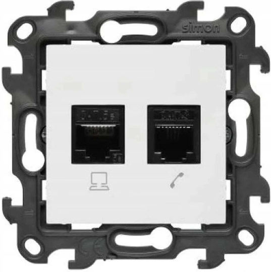 Kontakt-Simon Διπλή Πρίζα Δικτύου και Τηλεφώνου RJ45/RJ11 Τύπου Cat5e σε Λευκό Χρώμα N5T12.01/11