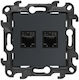 Kontakt-Simon Doppelter Netzwerksteckdose RJ45 in Grau Farbe N52.01/38