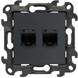 Kontakt-Simon Double Network Socket RJ45 Cat6 Type in Grey Colour N62E.01/38 Kontakt-Simon Double Network Socket RJ45 Cat6 Type in Grey Colour N62E.01/38