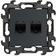 Kontakt-Simon Double Network Socket RJ45 Cat6 Type in Grey Colour N62E.01/38