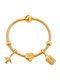 Дамска Гривна Верига с Дизайн Сърце от Златна Стомана 20см