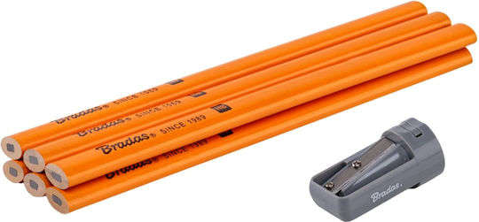 Bradas Set of Construction Pencils Sharpener Hb Oval Diy-pc2ov18or/s6b