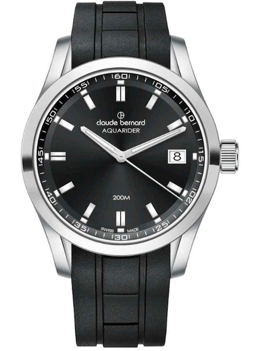 Claude Bernard Aquarider Men's Battery Watch with Black Rubber Strap