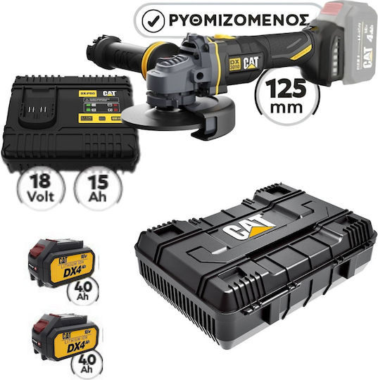 CAT DX3010B Кътови колела 125mm На Батерия Brushless С Регулиране На Оборотите 2x4Ah