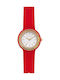 HipHop Women's Watch Battery with Red Rubber Strap