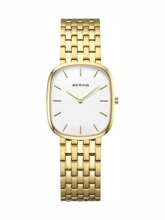Bering Time Klassisches Damenuhr Batterie mit Gold Rostfreier Stahl Armband