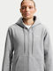 Studio Fleece Γυναικεία Ζακέτα Φούτερ με Κουκούλα Grey