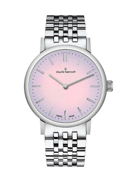 Claude Bernard Womens Battery Watch With Silver Steel Bracelet