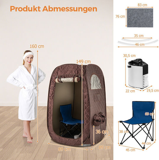 Costway Einzelne Innenbereich Sauna M89xB89xH149cm