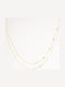 Late Again Double Geometric Necklace Made of Gold Plated Steel