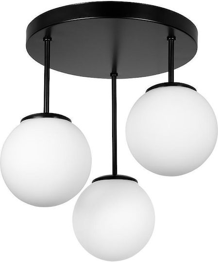 City Lux Gala Висящо Таванно Осветително Тяло Черно с Цокъл E27 40x40см