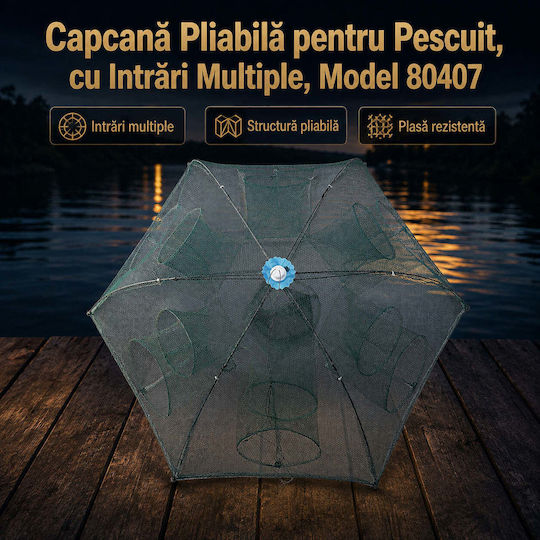 Capcană de Pește Pliabilă Multiple Intrări Model 80407