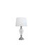 Eurolamp Glas Tischlampe mit Weißem Hut und Silberner Basis