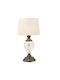Eurolamp Glass Table Lamp for E27 Fitting with Beige Shade and Gold Base