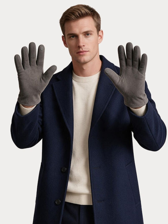 Charmant Graue Herren Leder-Handschuhe mit Berührung G9531