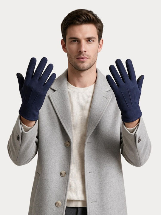 Charmant Navy Blau Männer Leder Handschuhe Berührung G9531
