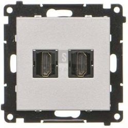 Simon 55 HDMI Modul Dublu Prize Aluminiu Mat Tg...