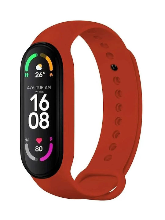 Стабилна Силиконова Каишка Xiaomi Band 7/mi Band 6/mi Band 5 Червена