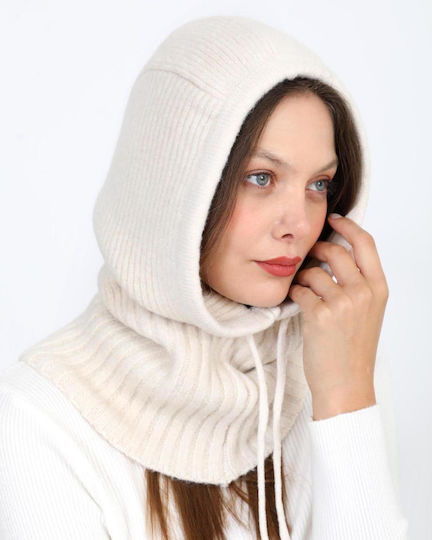 Vollgesicht Unisex Strickmütze in Ecru Farbe
