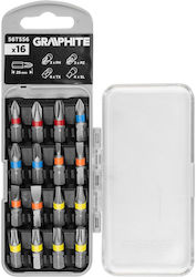 Graphite Set 16 Screwdriver Bits Cross / Star / Torx 56T556 Graphite Set 16 Screwdriver Bits Cross / Star / Torx 56T556