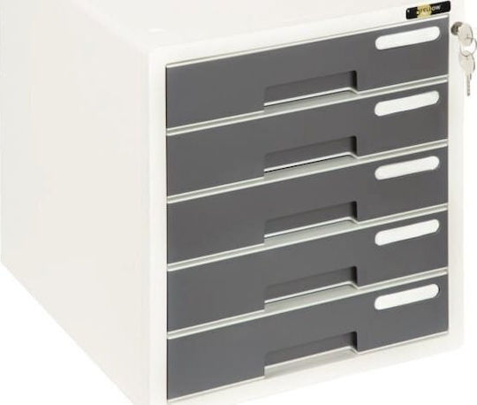 Grand Sertar de Birou din Plastic cu Yale 35.3x30x33cm Gri