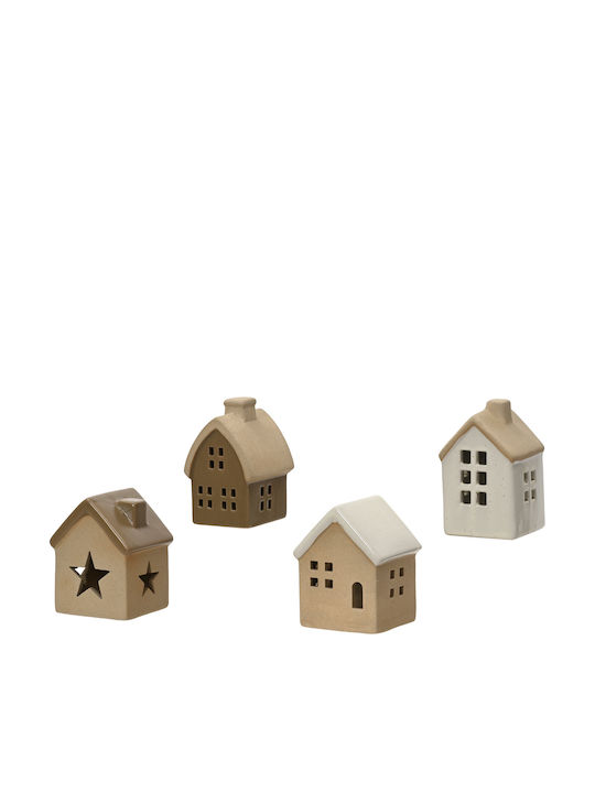 Beauty Home Коледна Декоративна Малка Къща Бежова 8.2x6.8x5.8cm