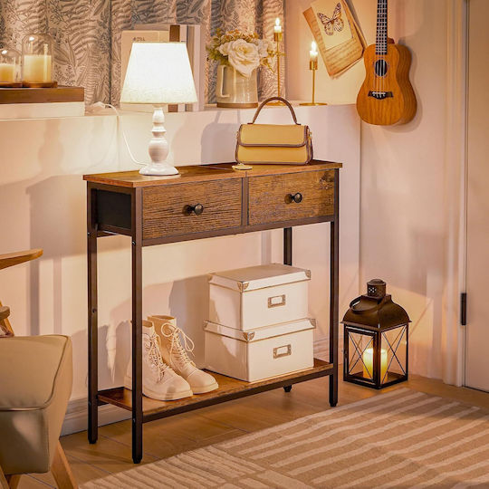 Console Table from Wood & Metal Brown/Black W75xD24xH75cm