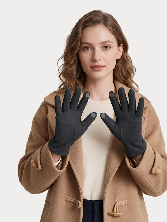 Graue Damen Lederhandschuhe Berührung