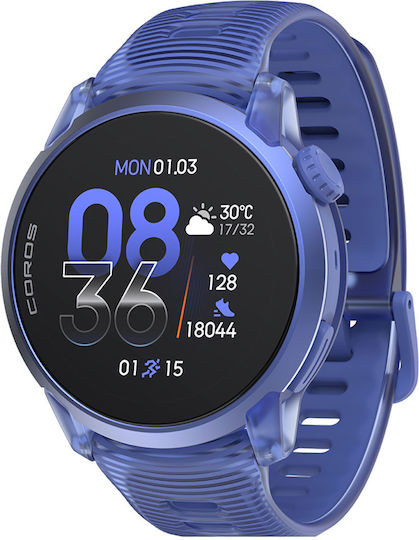 Coros Pace 4 Алуминиев Смарт часовник 43 мм Водоустойчив с Пулсомер (Ultraviolet Silicone Strap)