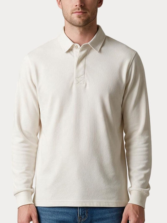 Boston Polo Herrenbluse Langarm Talc