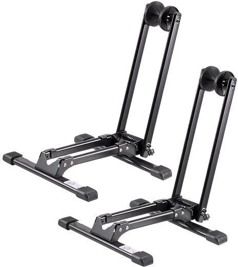 Set 2 Suporturi Pliabile pentru Biciclete de Munte Compatibile cu Diametrele Roților 508-737 Mm Oțel Negru