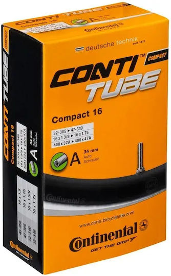 Continental Cameră de aer pentru bicicletă pentru copii 16" Compact 16 16"x1.375/1.75 35 47-305 349 400x32a/47a 34 mm Valvă Schrader
