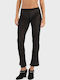 Women's Fabric Flared Trousers with Elastic in Slim Fit Black & White