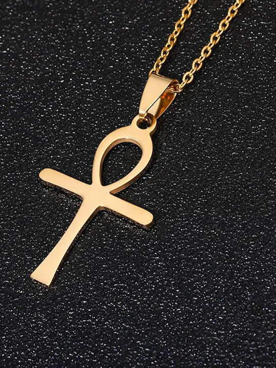 Sharks Bay Clothing Male Cross from Gold Plated Steel with Chain