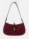 Fabric Women's Shoulder Crossbody Bag Suede Burgundy