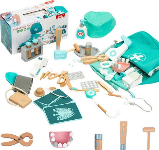 Lean Toys Wooden Kids Medical Set for 3+ Years 20 Pieces