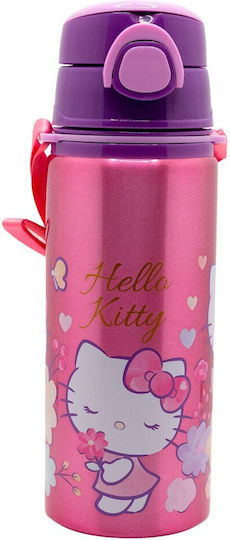 Stor Kids Aluminium Water Bottle Hello Kitty with Straw Multicolour 730ml