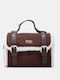 Γούνινη Γυναικεία Satchel Τσάντα Suede Καφέ