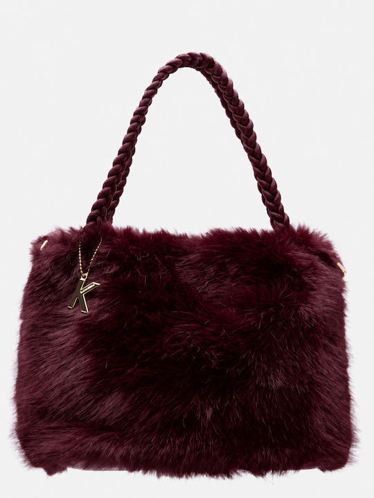 Fur Women's Handbag Crossbody Burgundy