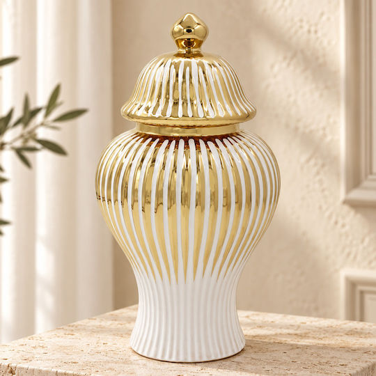 Keskor Decorative Vase Ceramic White 16x16xH30cm