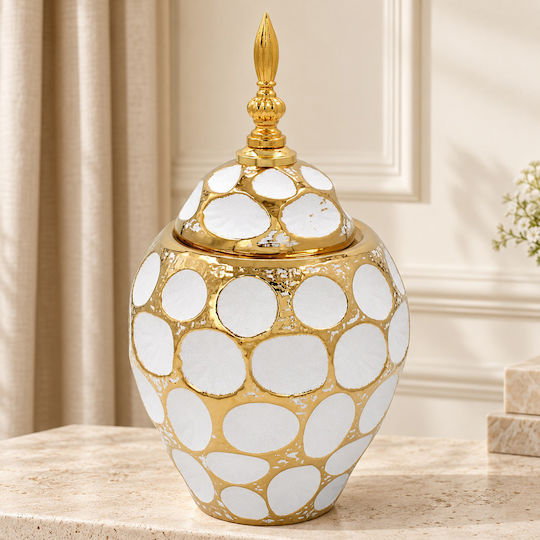 Keskor Decorative Vase Ceramic White 16x16xH29cm