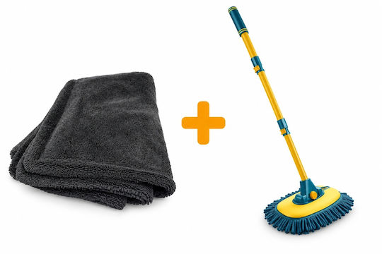 Car Wash + Drying Kit Telescopic Brush 1200gsm Microfiber Towel