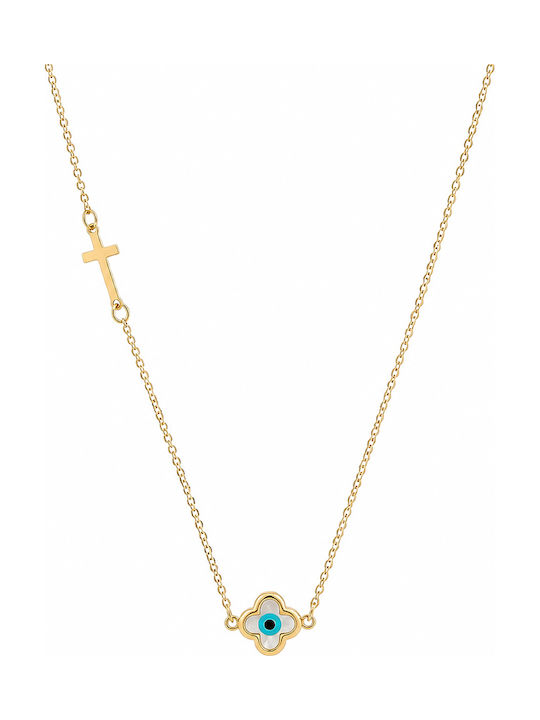 Daskalakis Doppeltes Halskette Talisman Auge aus 14K Gold