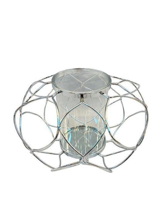 Metall Kerzenhalter in Silber Farbe 25x17cm