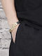 Man Men's Bracelet with Cross Design Made of Leather 21cm