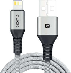 Quick Braided USB-A to Lightning Cable Grey 1.5m