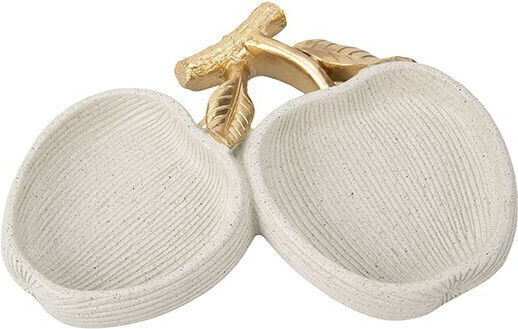 Set of Ecru Polyresin Decorative Platters 2 Pieces 25.5x19x3cm