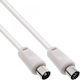 InLine Cablu de antenă Coaxial de sex masculin - Coaxial de sex feminin Alb 2m 69402 1buc