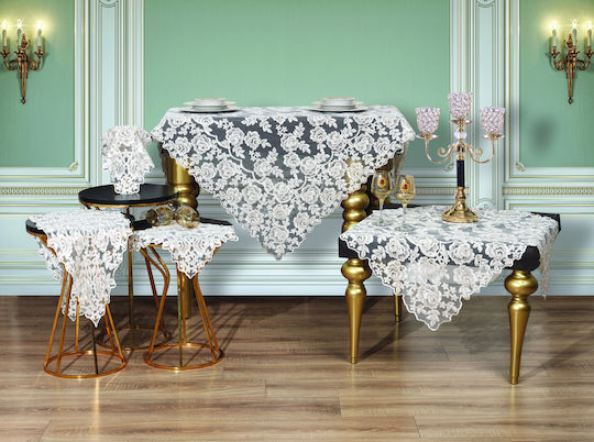 Liolios Home Runner Din In Cu Broderie Crem 45x140 cm